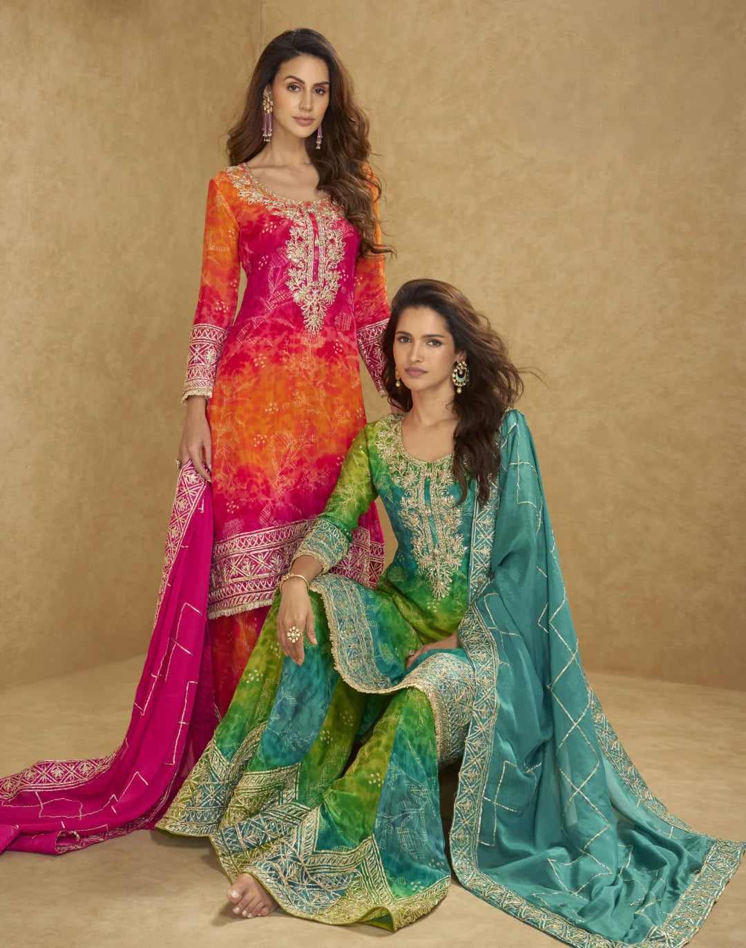 Tamolika Chinon Heavy Work Embroidered Sharara Suit Set